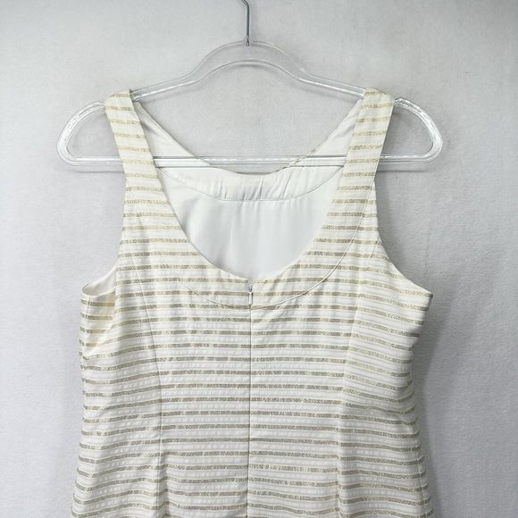 Lilly Pulitzer Henley Corded Organza Gold Stripe Knee Length Dress Size 8 - Picture 7 of 16